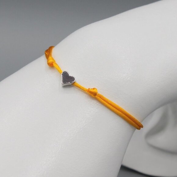 Jewelry heart yellow gold string bracelet adjustable fashion delicate brand new - Picture 2 of 6